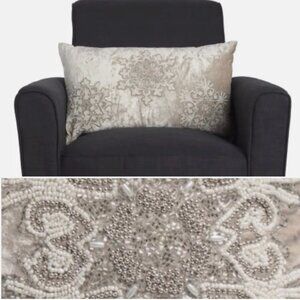 Magaschoni Velvet Beaded Snowflakes Accent Pillow Champagne Christmas Holidays